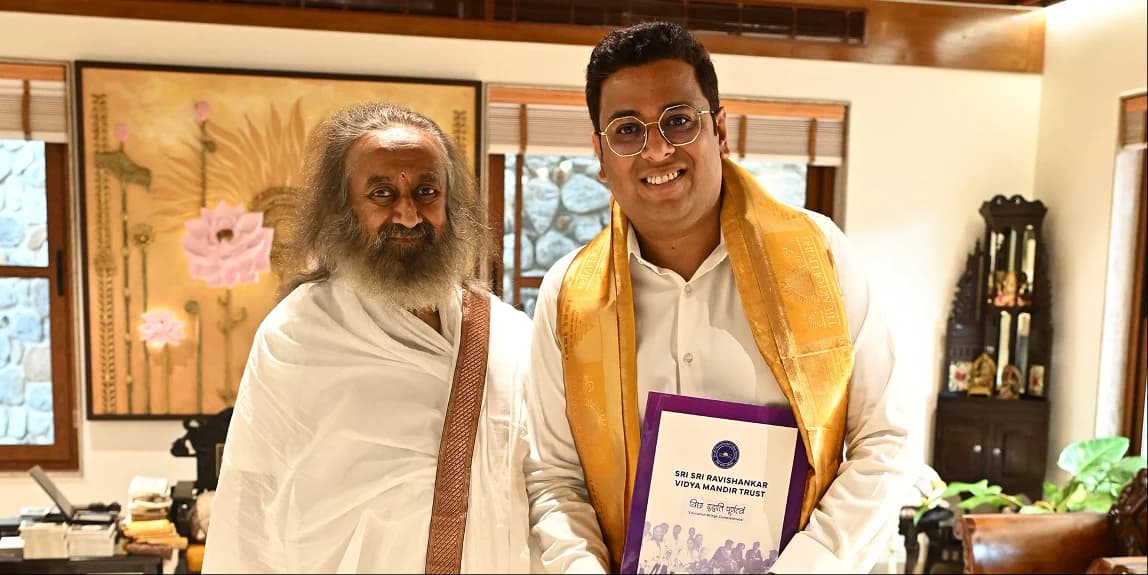 Dr. Tarang Krishna with Sri Sri Ravi Shankar Ji