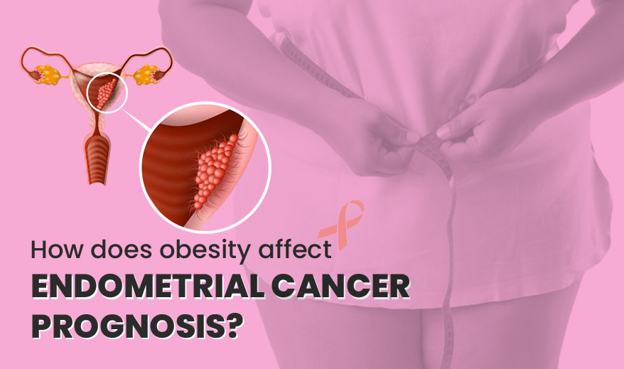 How does obesity affect endometrial cancer prognosis?